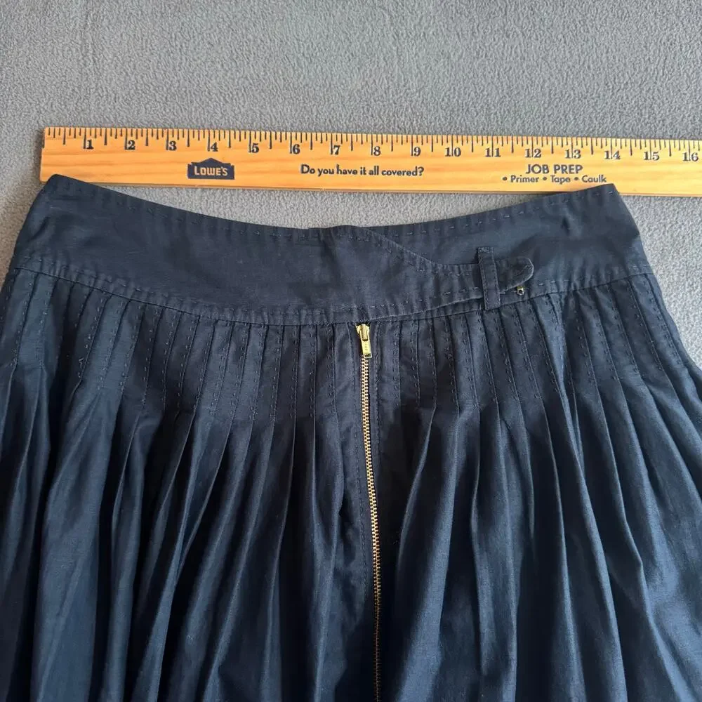 Leifsdottir Pleated Preppy School Girl Skirt Womens 4 Blue‎ Lined Front Zipper